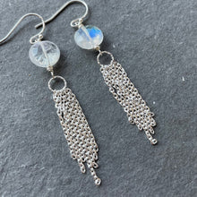 Load image into Gallery viewer, Moonstone Tassel earrings, OOAK