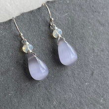 Load image into Gallery viewer, Lavender Cat's Eye Effect Opal Quartz Dangles