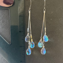 Load image into Gallery viewer, Dripping with Fire Rainbow Moonstone Teardrop Dangles, Earwire and metal choices