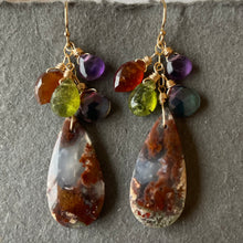 Load image into Gallery viewer, Purple Moss Agate Cascade Earrings OOAK