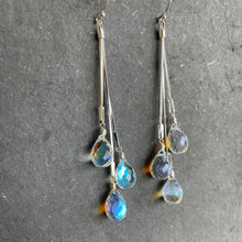 Load image into Gallery viewer, Dripping with Fire Rainbow Moonstone Teardrop Dangles, Earwire and metal choices