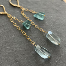 Load image into Gallery viewer, Aquamarine Nugget Earrings, OOAK, leverback