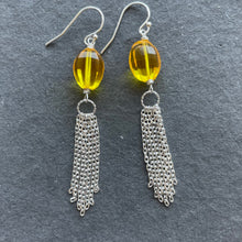 Load image into Gallery viewer, Yellow Tassel earrings, OOAK
