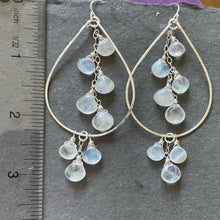 Load image into Gallery viewer, Double Decker Moonstone Teardrop hoops