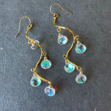 Load image into Gallery viewer, Spiral Fire Rainbow SILVER Moonstone SILVER VERSION dangles