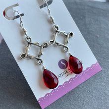 Load image into Gallery viewer, Garnet Red Celtic Dangles