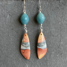 Load image into Gallery viewer, Maligano Jasper and Aqua Milky Quartz Earrings, OOAK