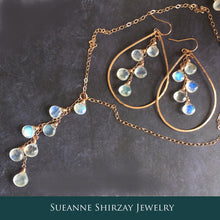 Load image into Gallery viewer, Kristiana Moonstone Cascade NECKLACE, Rose Gold filled, Yellow Gold Filled, or Sterling Silver Metal Choices