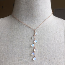 Load image into Gallery viewer, Kristiana Moonstone Cascade NECKLACE, Rose Gold filled, Yellow Gold Filled, or Sterling Silver Metal Choices