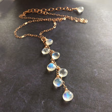 Load image into Gallery viewer, Kristiana Moonstone Cascade NECKLACE, Rose Gold filled, Yellow Gold Filled, or Sterling Silver Metal Choices