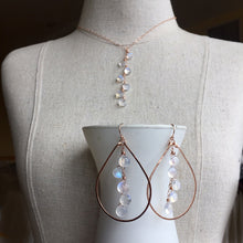 Load image into Gallery viewer, Kristiana Moonstone Cascade NECKLACE, Rose Gold filled, Yellow Gold Filled, or Sterling Silver Metal Choices
