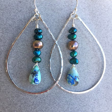 Load image into Gallery viewer, Dunes Hoops , Arizona Oyster Lapis and Pearls