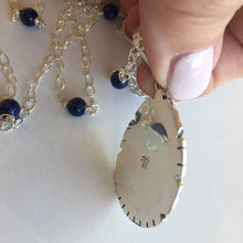 Load image into Gallery viewer, Lapis Lazuli Feather Back Pendant Necklace, OOAK, Heirloom