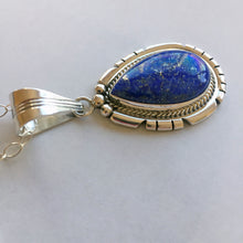 Load image into Gallery viewer, Lapis Lazuli Feather Back Pendant Necklace, OOAK, Heirloom
