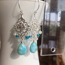 Load image into Gallery viewer, Larimar Filigree earrings