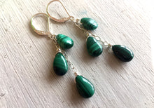 Load image into Gallery viewer, Natural Malachite Cascade Earrings