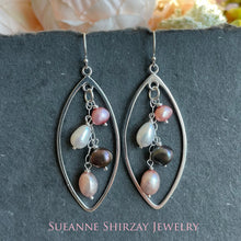 Load image into Gallery viewer, Pearly Cascade Marquis Hoops