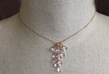 Load image into Gallery viewer, Morganite Pink Cluster Necklace, Metal Options