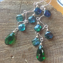 Load image into Gallery viewer, Mystic Kyanite and Emerald Vine Earrings