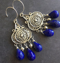 Load image into Gallery viewer, Nirvana Earrings, Triple Lapis Lazuli, Earwire Options