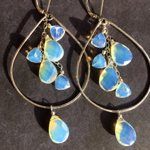 Load image into Gallery viewer, Opalite double decker hoops, metal options
