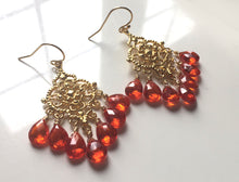 Load image into Gallery viewer, Fire Opal CZ Paradise Chandelier Earrings