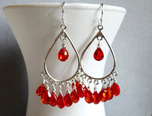 Load image into Gallery viewer, Padparadscha Sterling Chandelier Earrings