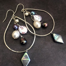 Load image into Gallery viewer, Double Decker Pearlicious Multi-pearl Hoops Metal options available by request