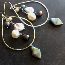 Load image into Gallery viewer, Double Decker Pearlicious Multi-pearl Hoops Metal options available by request