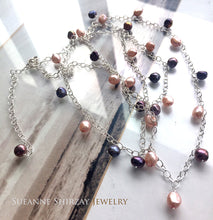 Load image into Gallery viewer, Long Pearl Necklace, Salmon and Multi, Please allow apprx. 2 weeks