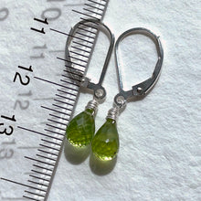 Load image into Gallery viewer, Peridot Teenie Earrings, teardrop, Leverback