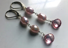 Load image into Gallery viewer, Baroque White and Pink Pearl Necklace, Sterling, Gold, or Rose Gold