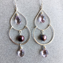Load image into Gallery viewer, Pink Amethyst Double Hoops