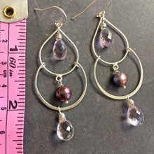 Load image into Gallery viewer, Pink Amethyst Double Hoops