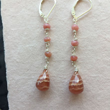 Load image into Gallery viewer, Rhodocrosite and Pink Opal Stack Earrings