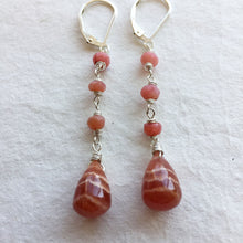Load image into Gallery viewer, Rhodocrosite and Pink Opal Stack Earrings