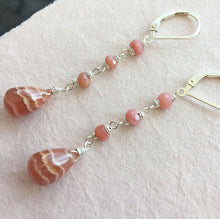 Load image into Gallery viewer, Rhodocrosite and Pink Opal Stack Earrings