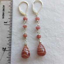 Load image into Gallery viewer, Rhodocrosite and Pink Opal Stack Earrings