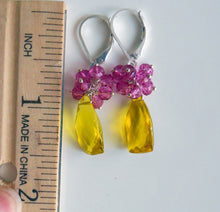 Load image into Gallery viewer, Raspberry Lemonade Pyramid Cut Earrings