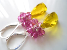Load image into Gallery viewer, Raspberry Lemonade Pyramid Cut Earrings