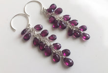 Load image into Gallery viewer, Rhodolite Garnet Cluster Earrings, earwire and metal options