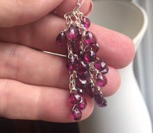 Load image into Gallery viewer, Rhodolite Garnet Cluster Earrings, earwire and metal options