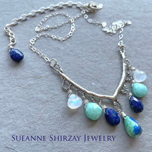 Load image into Gallery viewer, Hues of Blue Gemstone Necklace, Adjustable, Limited Quantity