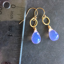Load image into Gallery viewer, Lavender Scorolite Teardrop Gold Hoop Earring