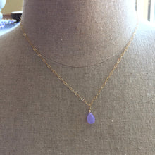 Load image into Gallery viewer, Lavender Scorolite Teardrop Necklace, 3 metal options