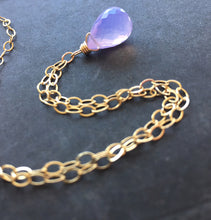 Load image into Gallery viewer, Lavender Scorolite Teardrop Gold Hoop Earring