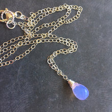 Load image into Gallery viewer, Lavender Scorolite Teardrop Necklace, 3 metal options