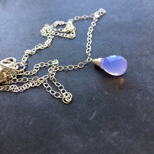 Load image into Gallery viewer, Lavender Scorolite Teardrop Silver Hoop Earring
