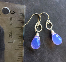 Load image into Gallery viewer, Lavender Scorolite Teardrop Silver Hoop Earring
