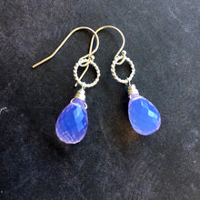 Load image into Gallery viewer, Lavender Scorolite Teardrop Silver Hoop Earring